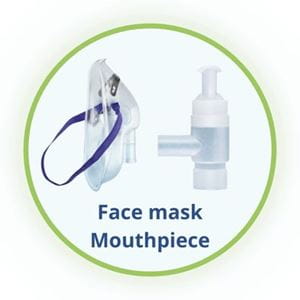 face mask or mouthpiece part of nebuliser is visibile in the image